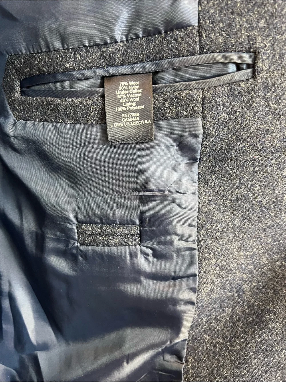 J. Crew Thompson Blazer Men’s Size 40 R Blue Elbow Patches Wool Blend Two-Button